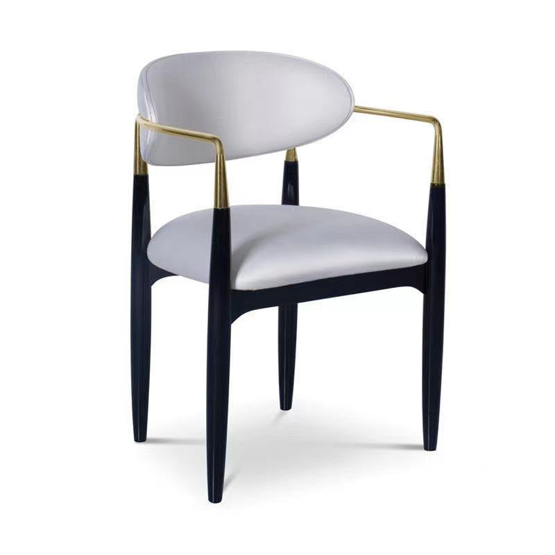 Upholstered Dining Chair Glam Style Open Back Dining Armchair for Indoor
