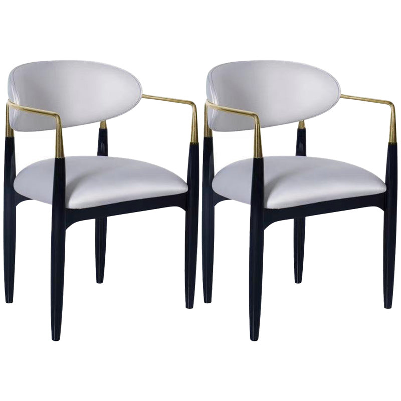 Upholstered Dining Chair Glam Style Open Back Dining Armchair for Indoor