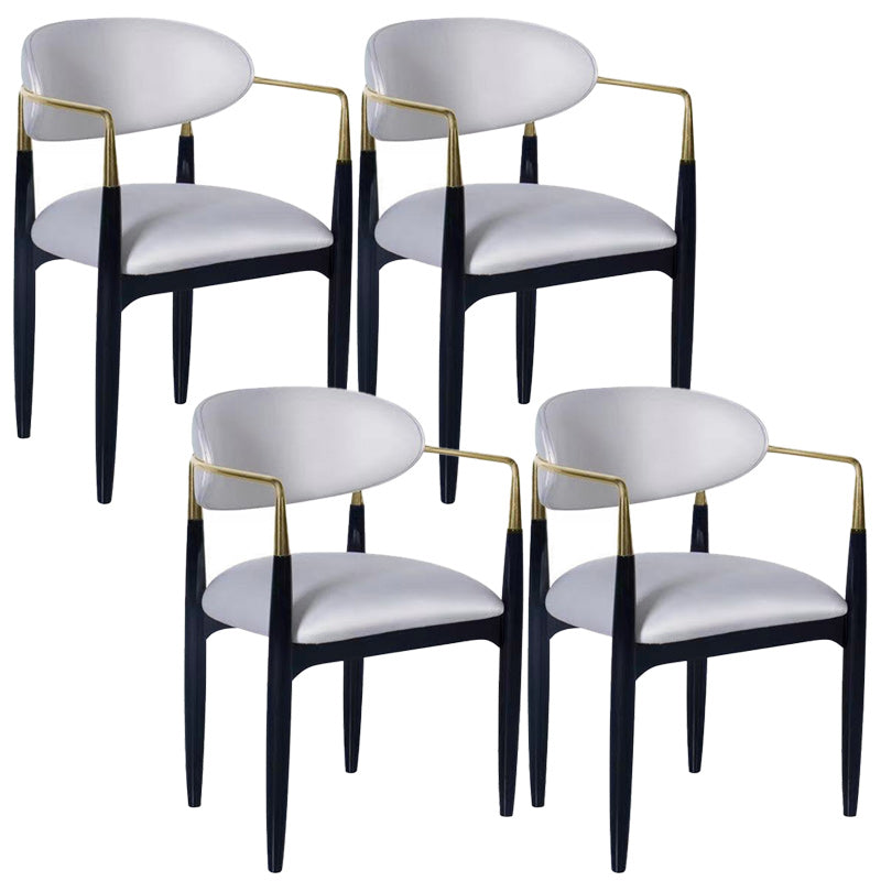 Upholstered Dining Chair Glam Style Open Back Dining Armchair for Indoor