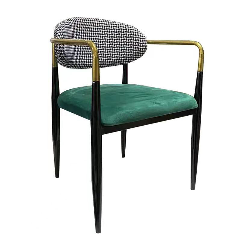 Upholstered Dining Chair Glam Style Open Back Dining Armchair for Indoor