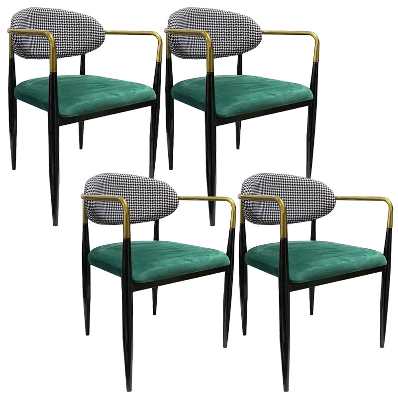 Upholstered Dining Chair Glam Style Open Back Dining Armchair for Indoor