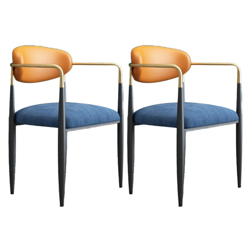 Upholstered Dining Chair Glam Style Open Back Dining Armchair for Indoor
