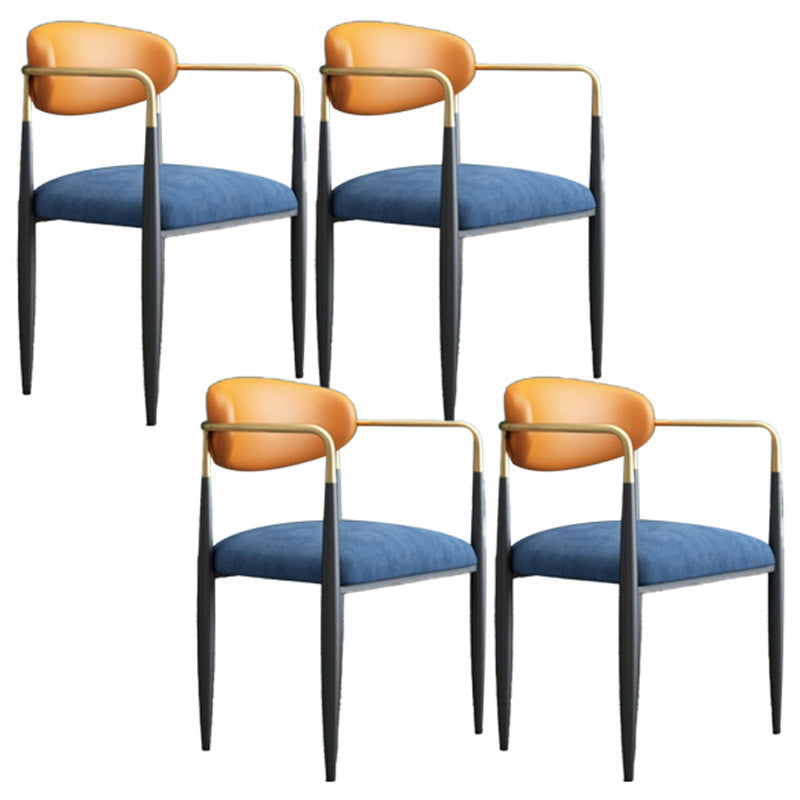 Upholstered Dining Chair Glam Style Open Back Dining Armchair for Indoor