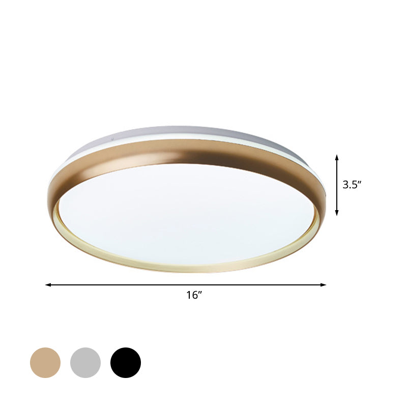 LED Living Room Flush Lighting Minimalist Black / Gold / Silver Flushmount con Circular Acrilico Shade