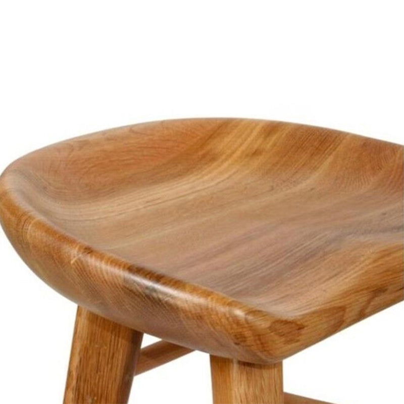 Modern Armless Counter Stool Wood Cafe Bar Stool with Wooden Seat and Pedal