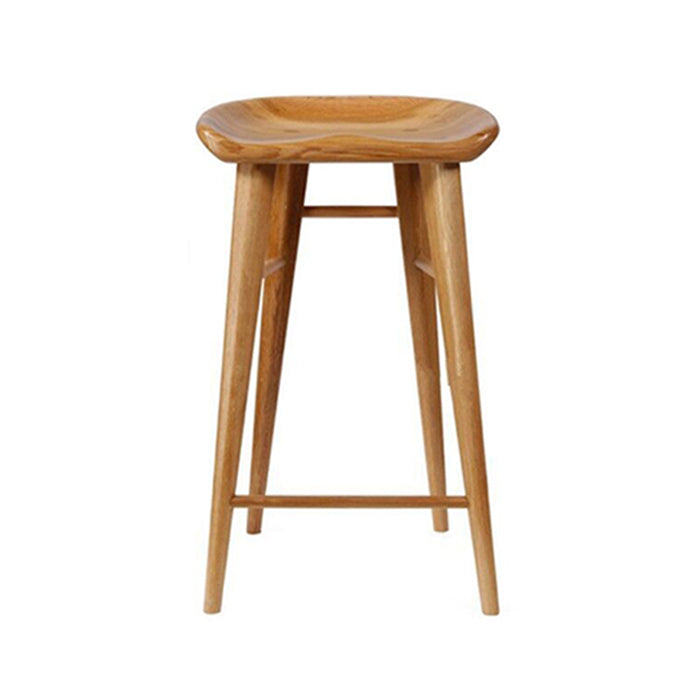 Modern Armless Counter Stool Wood Cafe Bar Stool with Wooden Seat and Pedal