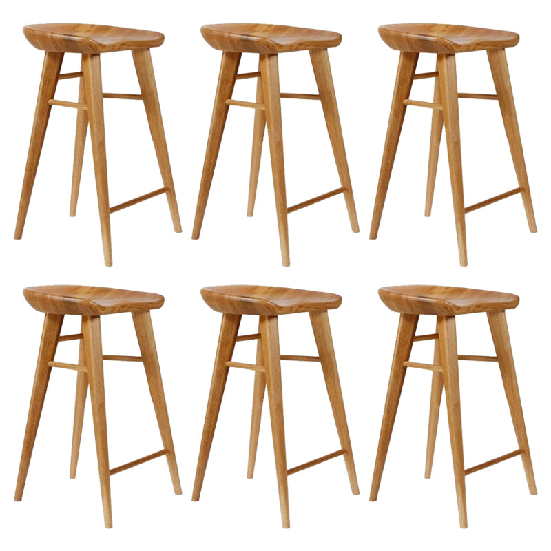 Modern Armless Counter Stool Wood Cafe Bar Stool with Wooden Seat and Pedal