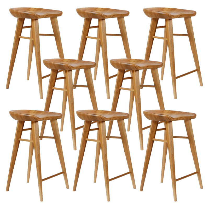 Modern Armless Counter Stool Wood Cafe Bar Stool with Wooden Seat and Pedal