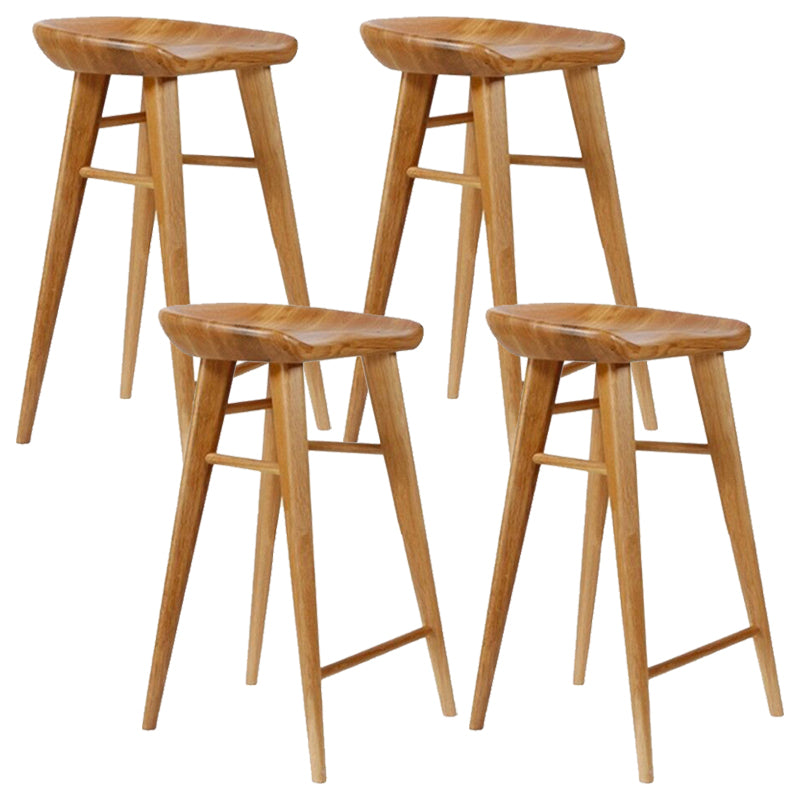 Modern Armless Counter Stool Wood Cafe Bar Stool with Wooden Seat and Pedal