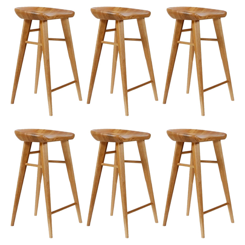 Modern Armless Counter Stool Wood Cafe Bar Stool with Wooden Seat and Pedal