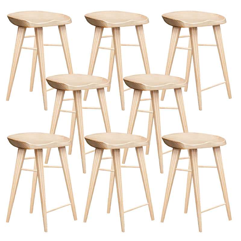Modern Armless Counter Stool Wood Cafe Bar Stool with Wooden Seat and Pedal