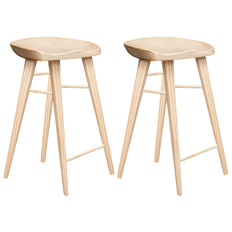 Modern Armless Counter Stool Wood Cafe Bar Stool with Wooden Seat and Pedal
