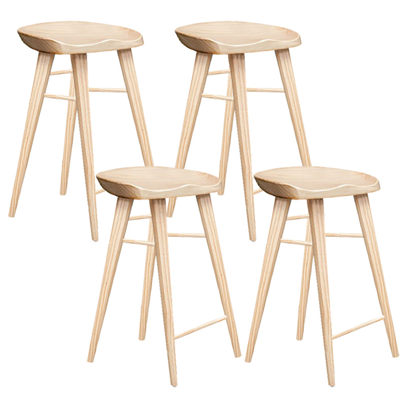 Modern Armless Counter Stool Wood Cafe Bar Stool with Wooden Seat and Pedal