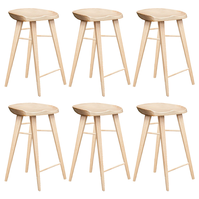 Modern Armless Counter Stool Wood Cafe Bar Stool with Wooden Seat and Pedal