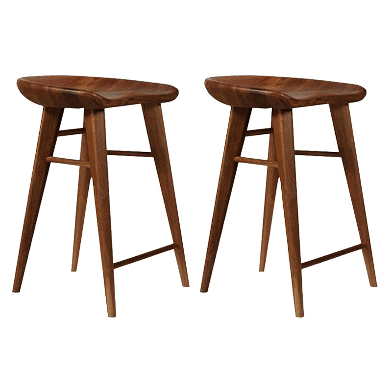 Modern Armless Counter Stool Wood Cafe Bar Stool with Wooden Seat and Pedal
