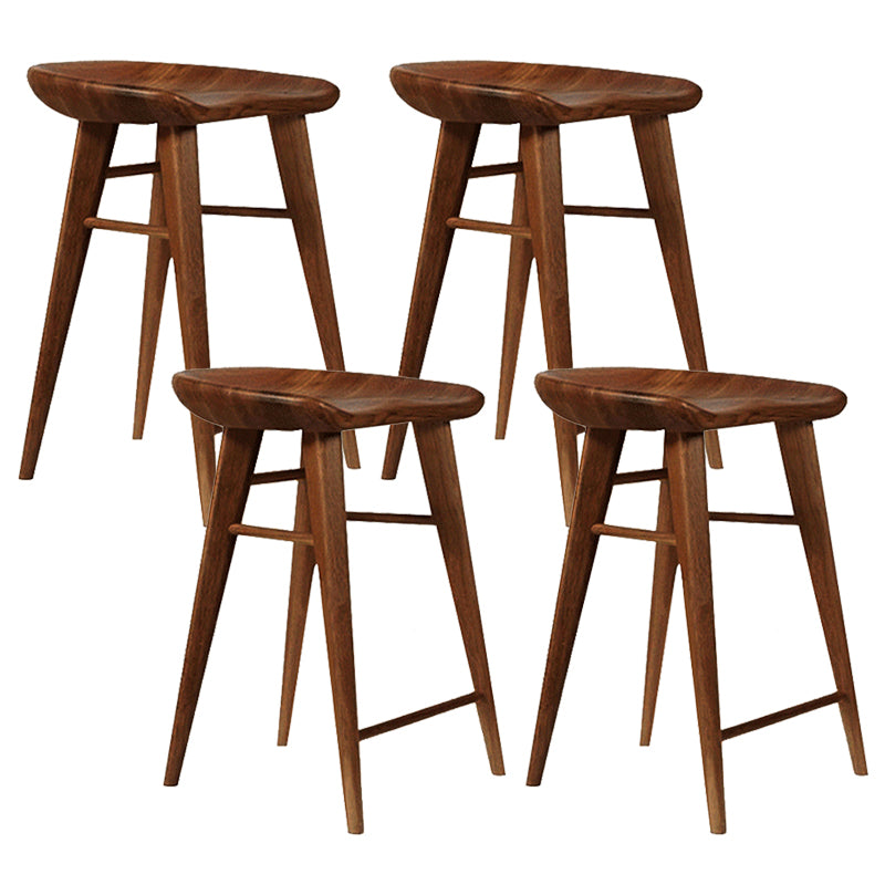 Modern Armless Counter Stool Wood Cafe Bar Stool with Wooden Seat and Pedal