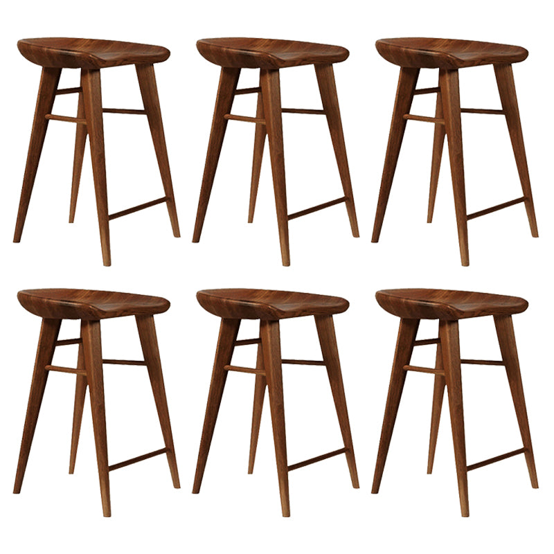 Modern Armless Counter Stool Wood Cafe Bar Stool with Wooden Seat and Pedal