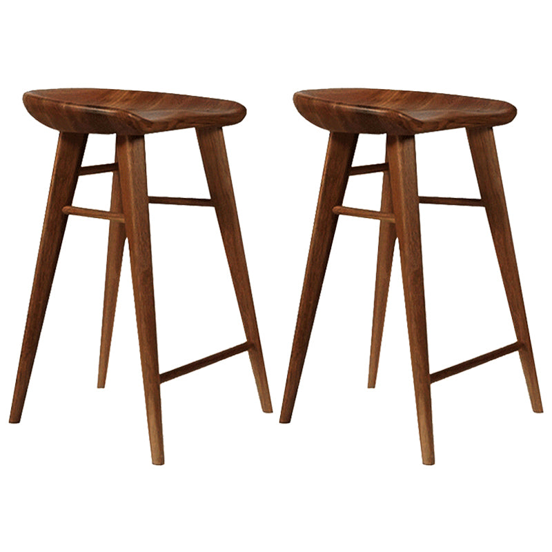 Modern Armless Counter Stool Wood Cafe Bar Stool with Wooden Seat and Pedal