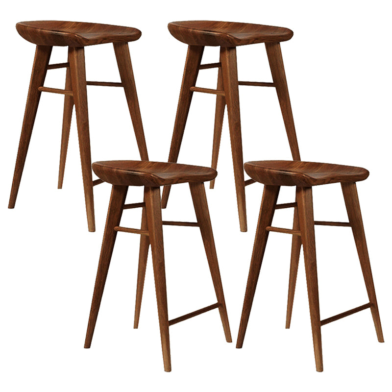 Modern Armless Counter Stool Wood Cafe Bar Stool with Wooden Seat and Pedal