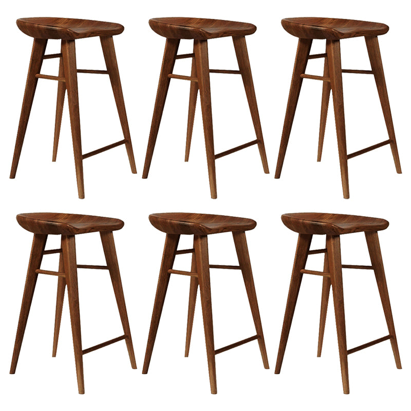 Modern Armless Counter Stool Wood Cafe Bar Stool with Wooden Seat and Pedal