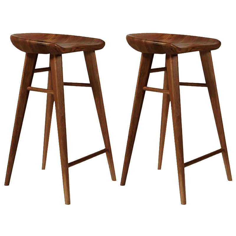 Modern Armless Counter Stool Wood Cafe Bar Stool with Wooden Seat and Pedal