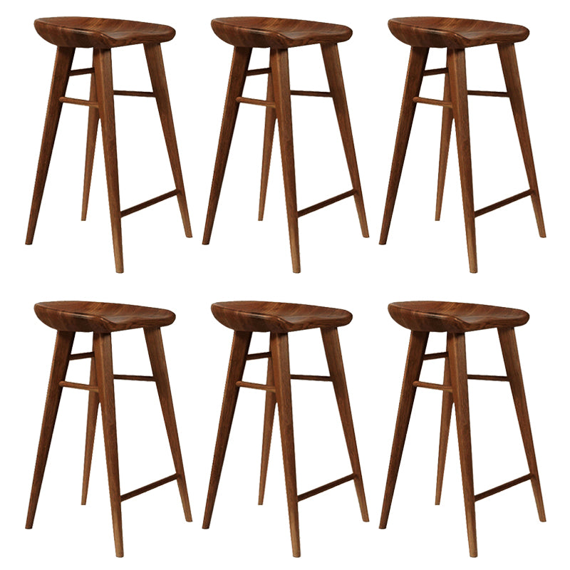 Modern Armless Counter Stool Wood Cafe Bar Stool with Wooden Seat and Pedal