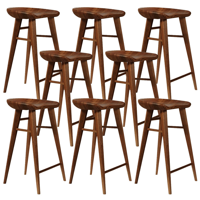 Modern Armless Counter Stool Wood Cafe Bar Stool with Wooden Seat and Pedal
