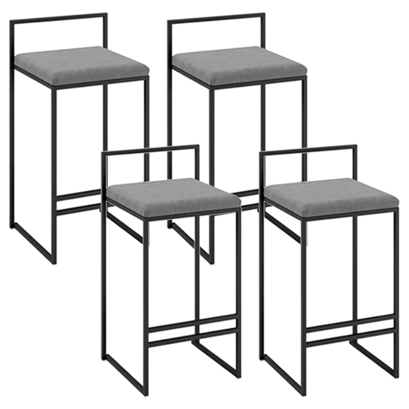 Modern Backrest Counter Stool Iron Kitchen Bar Stool with Velvet Cushion and Pedal