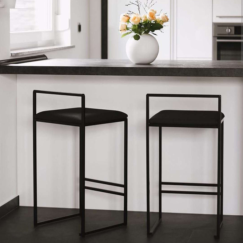 Modern Backrest Counter Stool Iron Kitchen Bar Stool with Velvet Cushion and Pedal