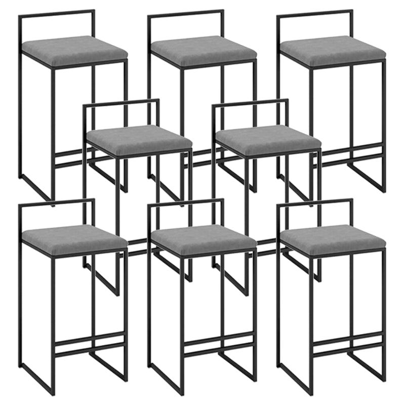 Modern Backrest Counter Stool Iron Kitchen Bar Stool with Velvet Cushion and Pedal