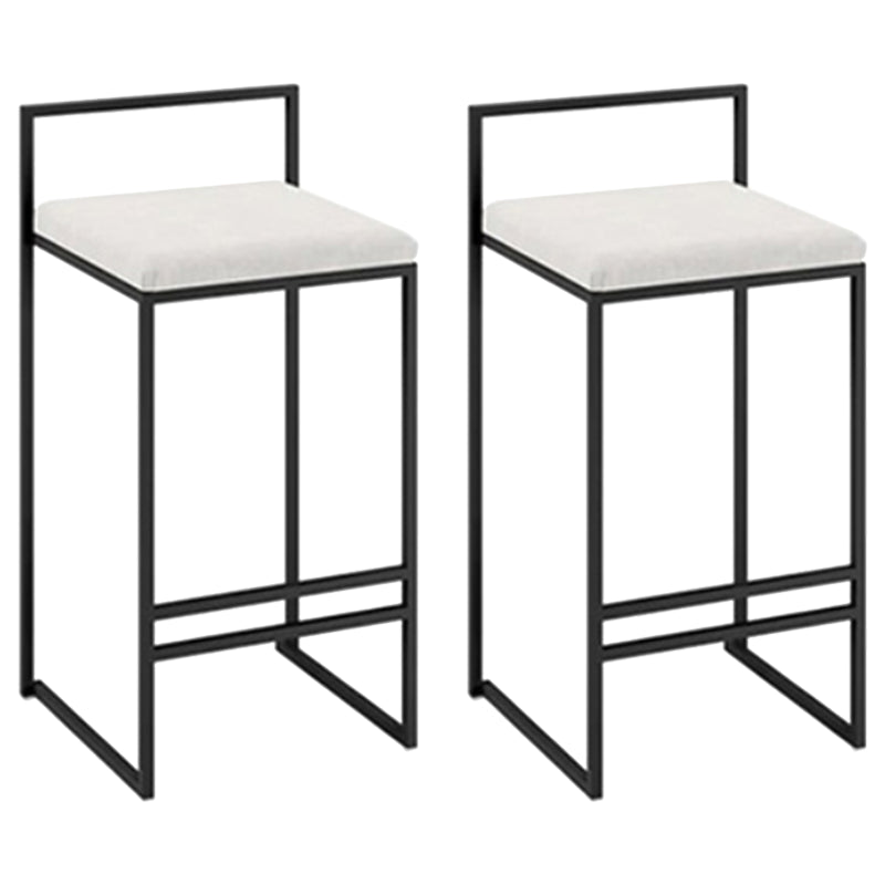 Modern Backrest Counter Stool Iron Kitchen Bar Stool with Velvet Cushion and Pedal