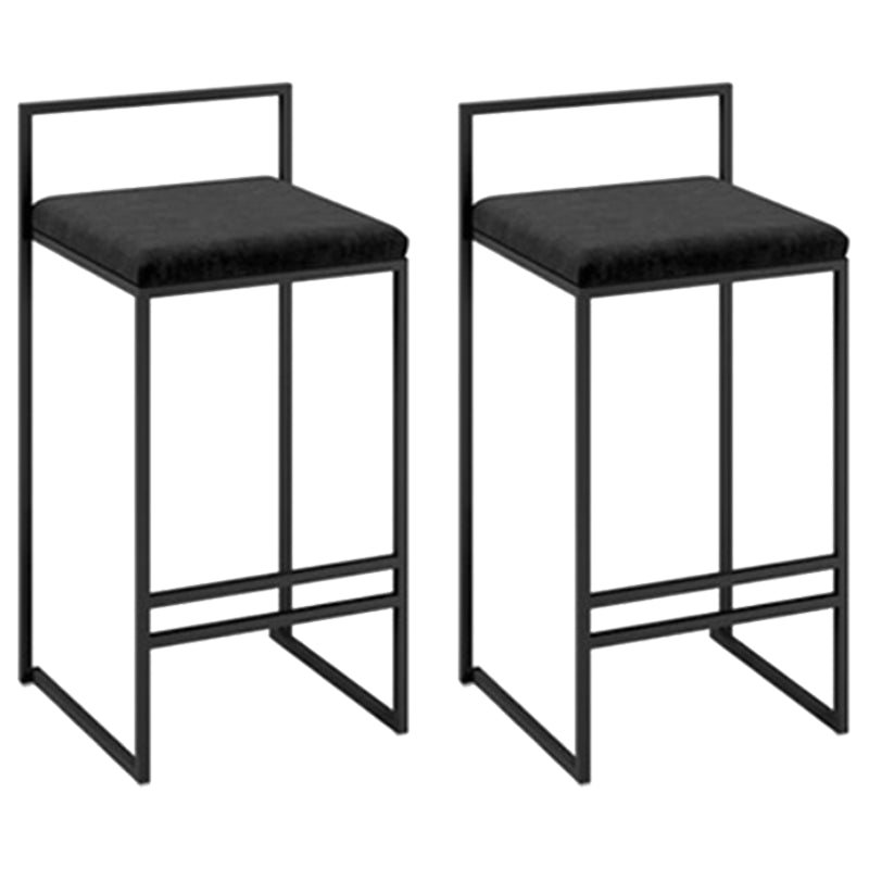 Modern Backrest Counter Stool Iron Kitchen Bar Stool with Velvet Cushion and Pedal