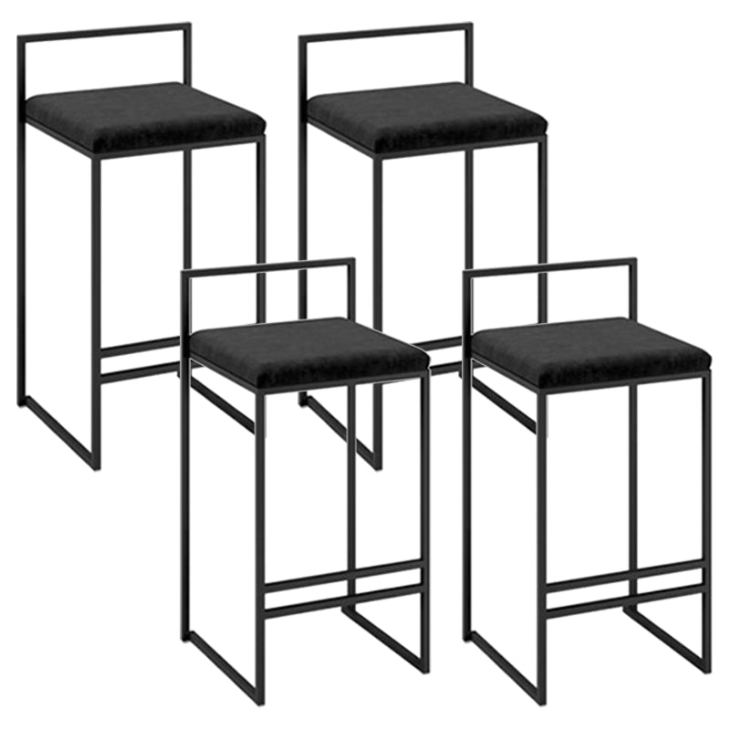 Modern Backrest Counter Stool Iron Kitchen Bar Stool with Velvet Cushion and Pedal