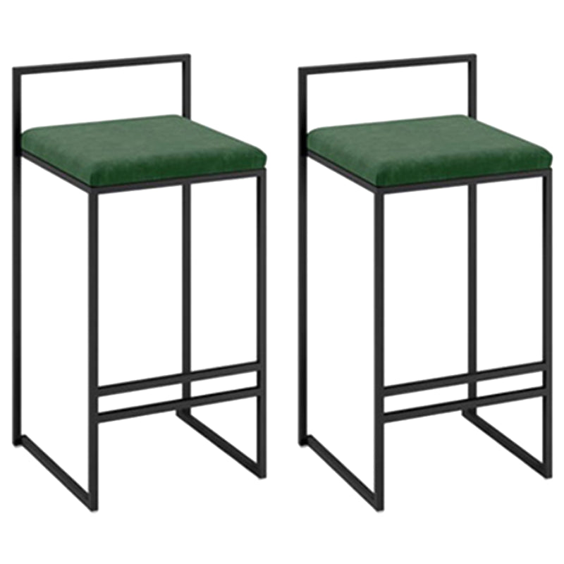 Modern Backrest Counter Stool Iron Kitchen Bar Stool with Velvet Cushion and Pedal