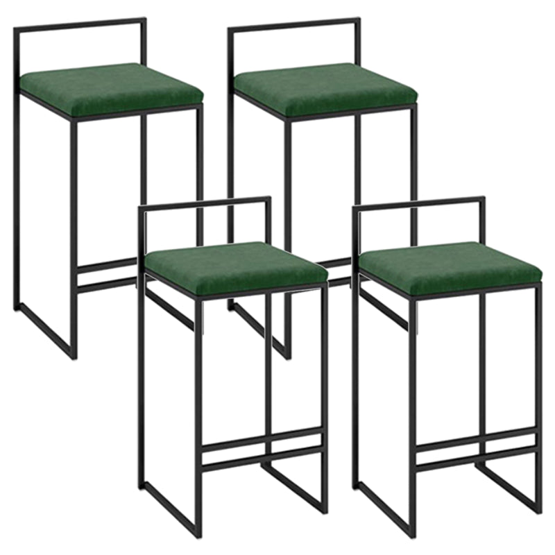 Modern Backrest Counter Stool Iron Kitchen Bar Stool with Velvet Cushion and Pedal