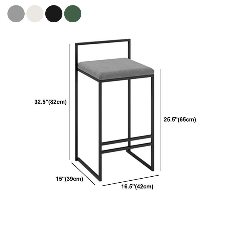 Modern Backrest Counter Stool Iron Kitchen Bar Stool with Velvet Cushion and Pedal