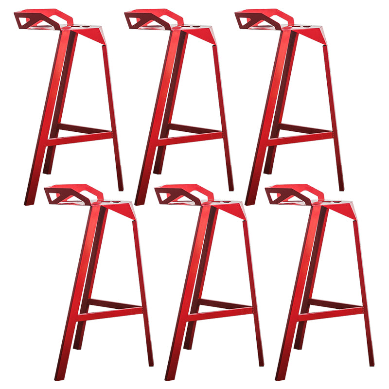 Modern Armless Backrest Counter Stool Iron Cafe Bar Stool with Seat