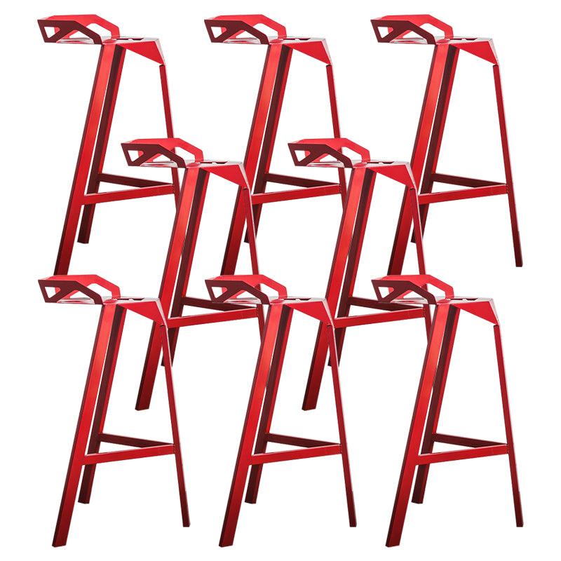 Modern Armless Backrest Counter Stool Iron Cafe Bar Stool with Seat