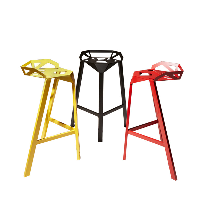 Modern Armless Backrest Counter Stool Iron Cafe Bar Stool with Seat