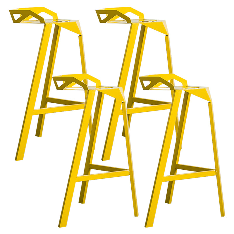 Modern Armless Backrest Counter Stool Iron Cafe Bar Stool with Seat