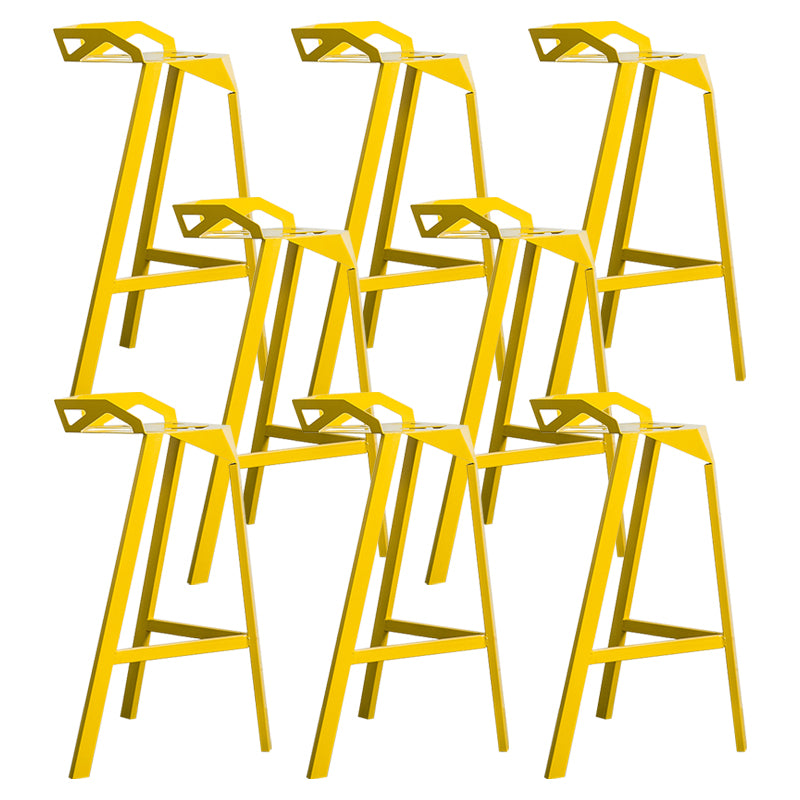 Modern Armless Backrest Counter Stool Iron Cafe Bar Stool with Seat
