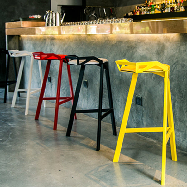 Modern Armless Backrest Counter Stool Iron Cafe Bar Stool with Seat