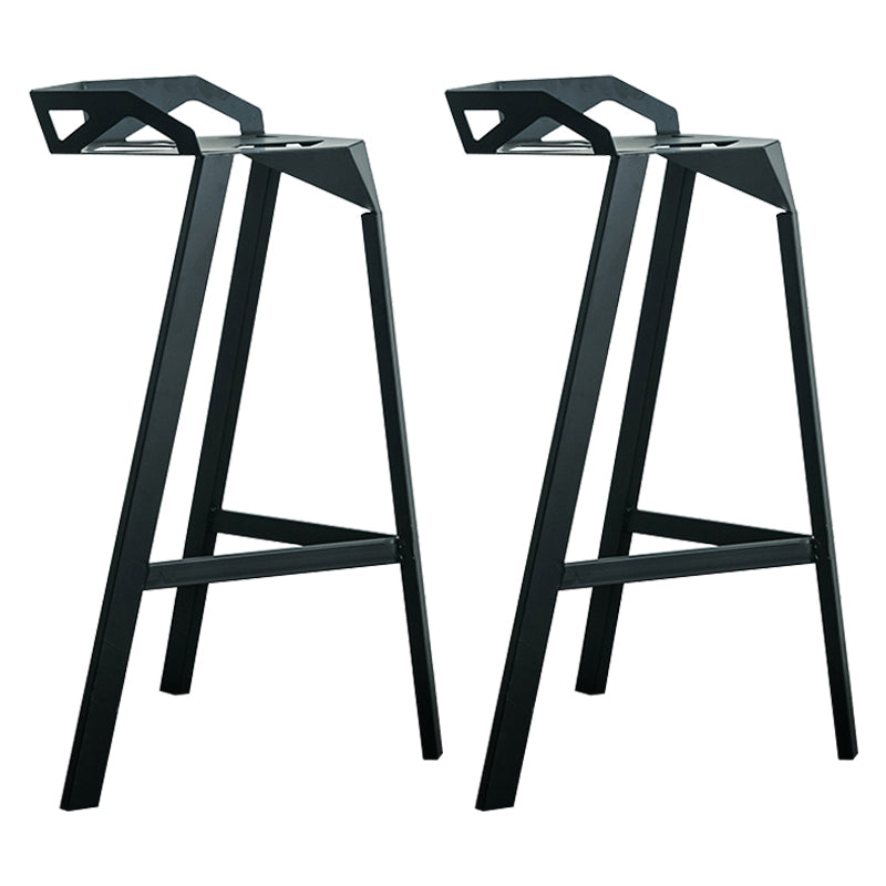 Modern Armless Backrest Counter Stool Iron Cafe Bar Stool with Seat