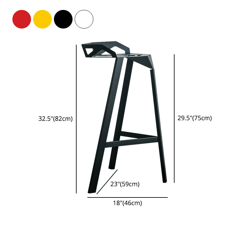 Modern Armless Backrest Counter Stool Iron Cafe Bar Stool with Seat