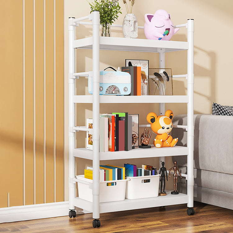 Industrial Style Metal Bookshelf Etagere Shelf Bookcase with Caster Wheels