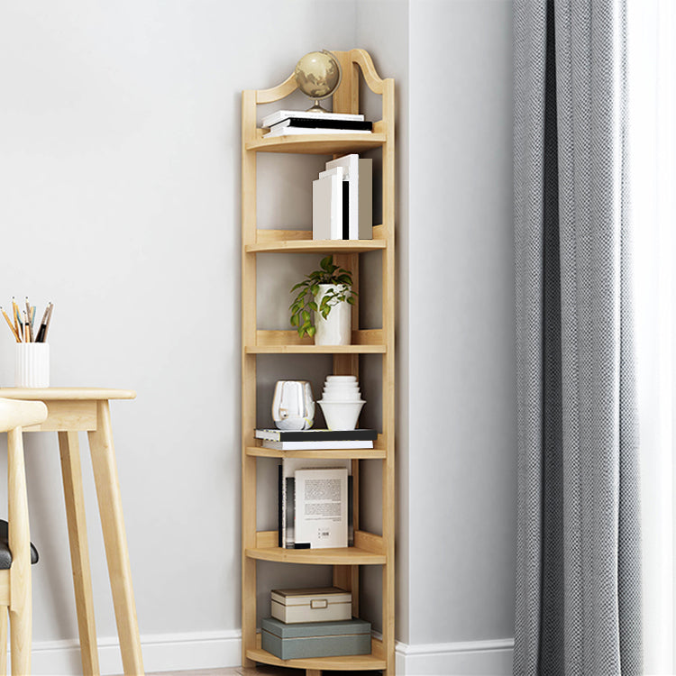 Modern Style Corner Bookshelf Solid Wood Shelf Bookcase for Home