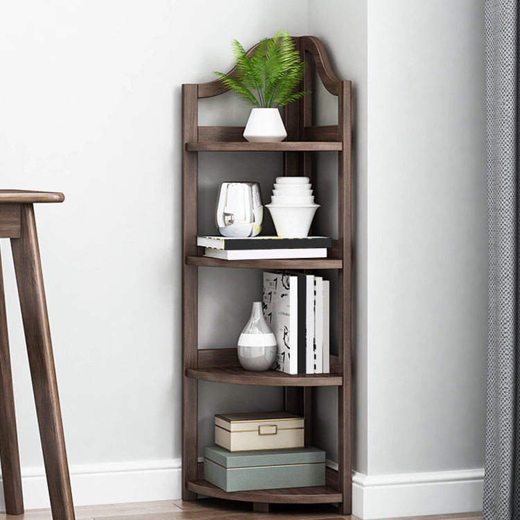 Modern Style Corner Bookshelf Solid Wood Shelf Bookcase for Home