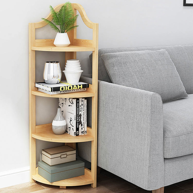 Modern Style Corner Bookshelf Solid Wood Shelf Bookcase for Home