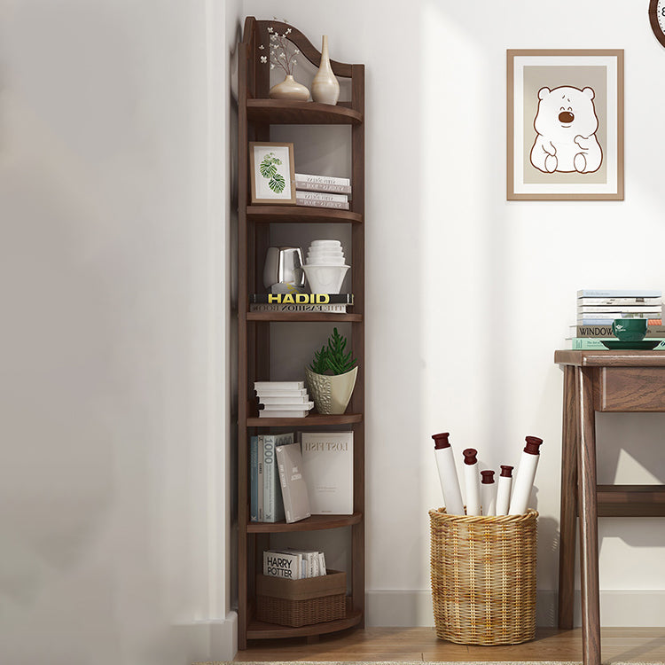 Modern Style Corner Bookshelf Solid Wood Shelf Bookcase for Home