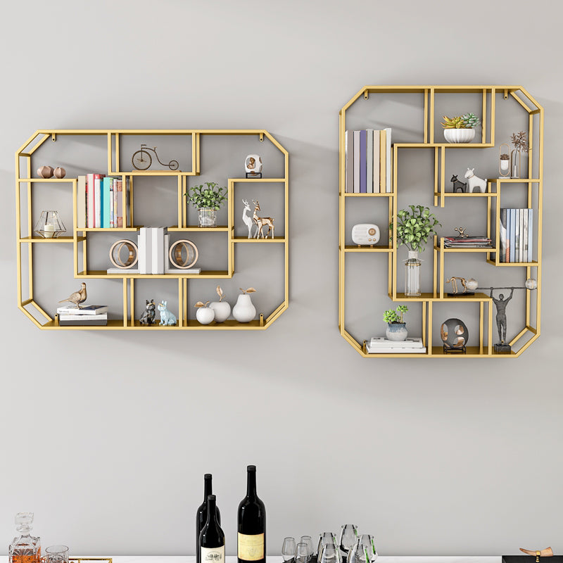 Industrial Iron Bookshelf Wall Mounted Bookshelf for Office and Family Living Room